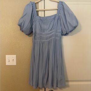 Entro Sky Blue Gathered Dress